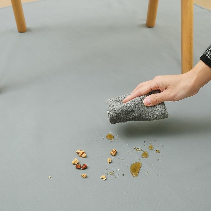 Splat Mat for Under High Chair/Arts/Crafts by CLCROBD, 51" Baby Anti-Slip Food Splash and Spill Mat for Eating Mess, Waterproof Floor Protector and Table Cloth (Gray)