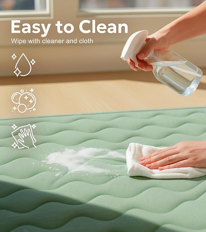 Mallify Soft Thicker Baby Mat for Floor 71"x59", Extra Large Baby Play Mat, Non-Slip Playpen Mat, Easy to Clean & Portable Playmat, Crawling Mat for Babies Toddlers, Activity Mat, Green