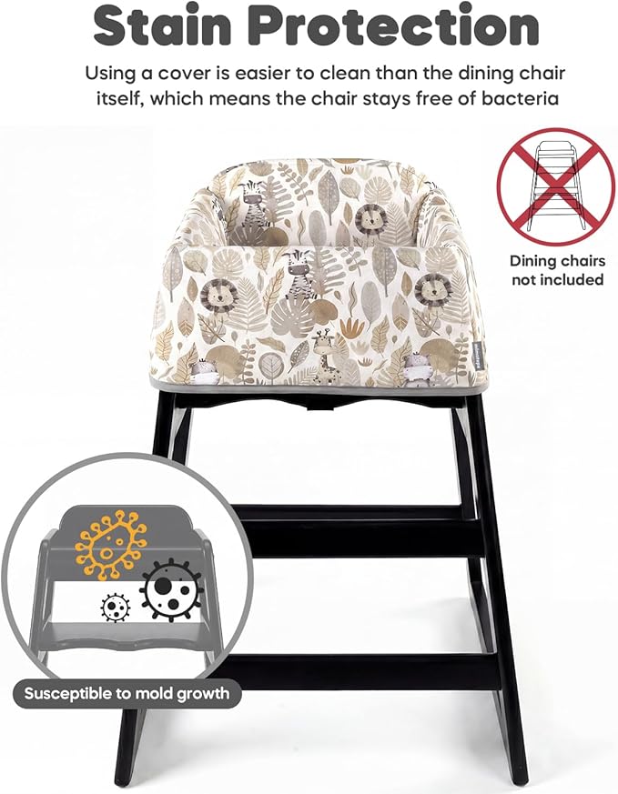 Mamatepe Reusable Baby High Chair Cover with Strap Pads & 2-Point Harness, Waterproof Portable Seat Cover for Restaurant Travel Home, Brown