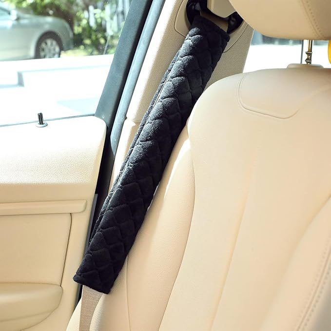 Tatuo 4 Pack Seat Belt Cover Extra Long Seat Belt Pads for Car Soft Comfort Shoulder Strap Covers Harness Pads Helps Protect Your Neck and Shoulder(19.7 Inch,Black)