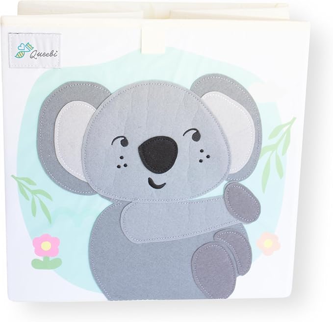 Queebi Koala Storage Cube- Organizer for Nursery, Playroom, Bedroom, Closet. Foldable Box 13x13x13 inches. Children's Toy Box, Diaper Caddy, Clothing Basket, Book Bin, Baby Essentials & Kids Gift