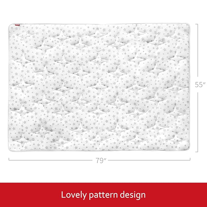 Baby Play Mat Extra Thick, Large, Crawling Mat Non Slip Padded Baby Mats for Playing 79x55 Inches, Baby Playmat Floor Mat for Babies, Toddler, White Star