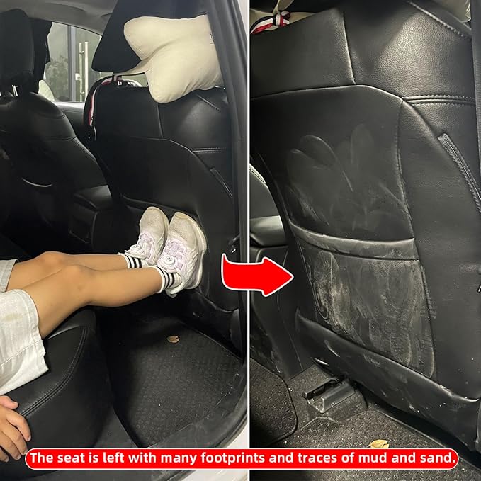 TAIKOO Seat Back Protector,Preventing the Impact of Children Stepping on the Seat Backrest,Beautiful appearance and easy to clean,black (Blue-2 pcs)