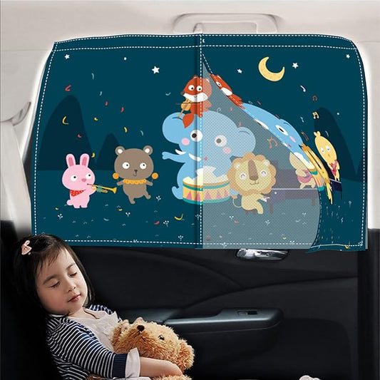 Car Sun Shade for Baby - EOHMAK Car Side Window Sun Shade Cover Upgrade Double Opening Car Interior Curtain Sun Blocker Blind (Party, 1 Pack)