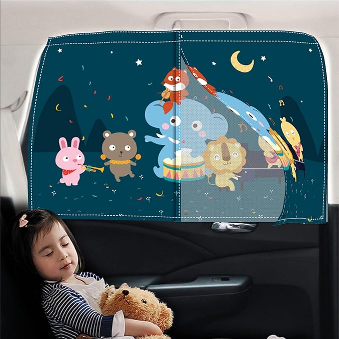 Car Sun Shade for Baby - EOHMAK Car Side Window Sun Shade Cover Upgrade Double Opening Car Interior Curtain Sun Blocker Blind (Party, 2 Pack)