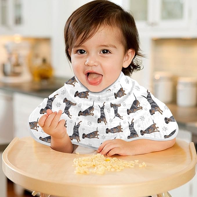 Qinllo 4 Pack Muslin Burp Cloths Great Dane Dogs White Cotton Baby Burp Cloths Ultra Absorbent and Soft Burping Cloth for Newborn Babies Boys Girls 22x11 Inch