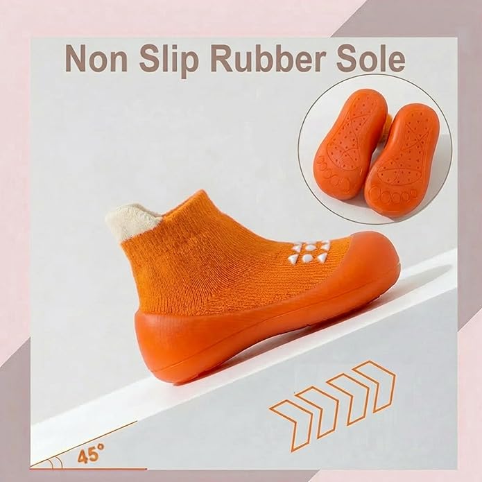 Hstyle Baby Sock Shoes Toddler Walking Shoes Infant Non-Slip Slippers Soft Rubber Sole Sneakers for Baby Boys Girls