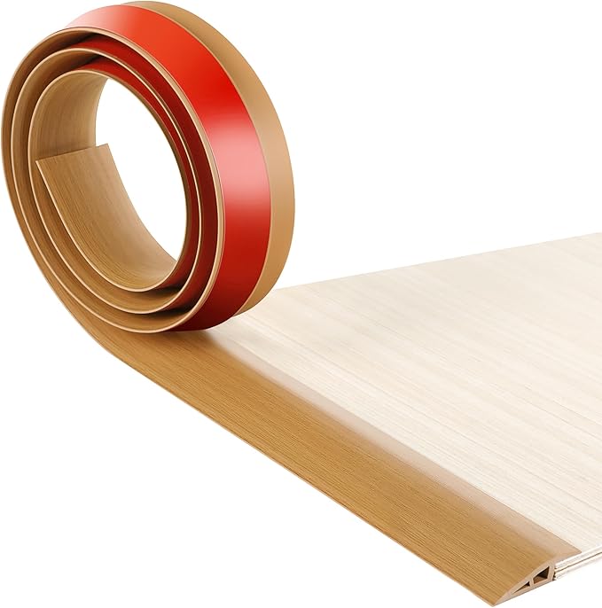 BNELL Floor Transition Strip Self Adhesive-PVC Carpet & Floor Edging Trim Strip,Threshold Transitions Suitable for Threshold Height Less Than 10mm (9.84FT_Yellow Oak Grain)