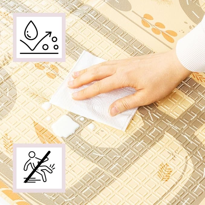 Baby Floor Play Mat Foldable 70.9" x 47.2" x 0.4", Non-Slip Waterproof Foam Play Mat for Kids, Toddlers and Babies, Reversible Design - Forest and City Streets Theme, Easy Storage and Travel