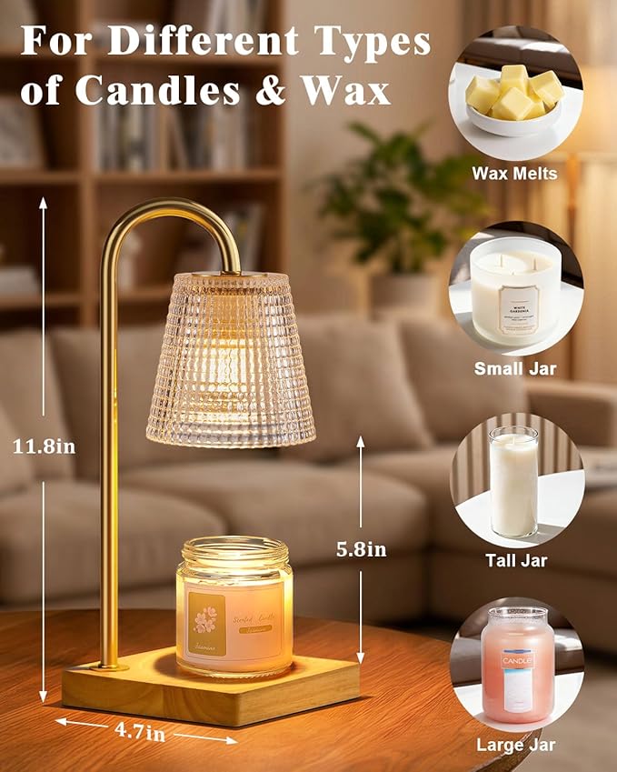 Hong-in Candle Warmer Lamp with Timer Dimmer,Birthday Gifts for Women Mom Sister,House Warming Gifts New Home Room Decor,Vintage Wax Warmer for Scented Wax Jar Candles