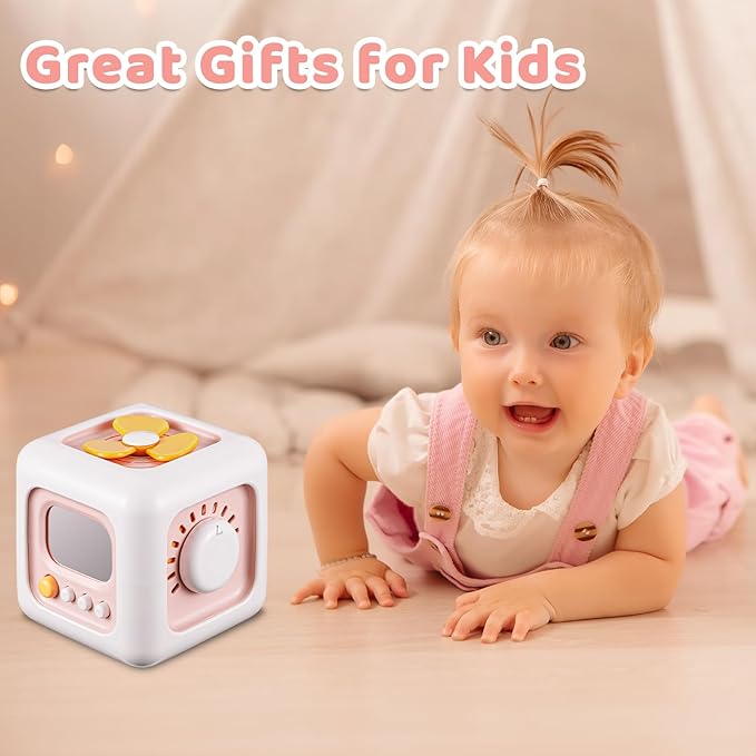 Busy Cube, Toys for 1 Year Old Girl Gifts, Montessori for Baby Girl, Travel Sensory Toys for Toddlers 1-3, Learning Fine Motor Skills| 1st Birthday Girl Gifts 12 Months