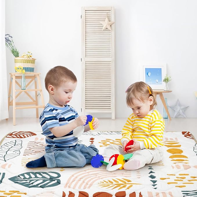 Baby Play Mat for Floor 50 * 50 inch, Extra Thick Soft Cushioning Foam Mat for Kids, Non Slip & Washable Crawling Mat for Toddler, Padded Play Mat for Baby Tummy Time