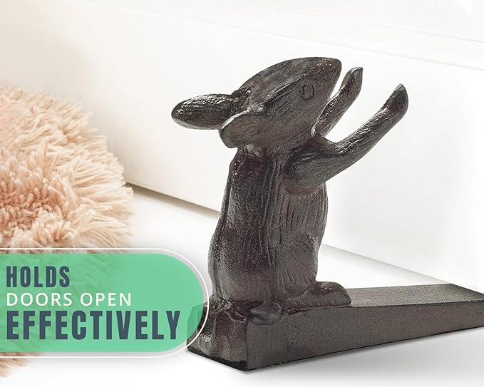 Comfify Vintage Cast Iron Mouse Door Stop Wedge – One Heavy Decorative Piece with Felt Bottom – Rust Brown Finish