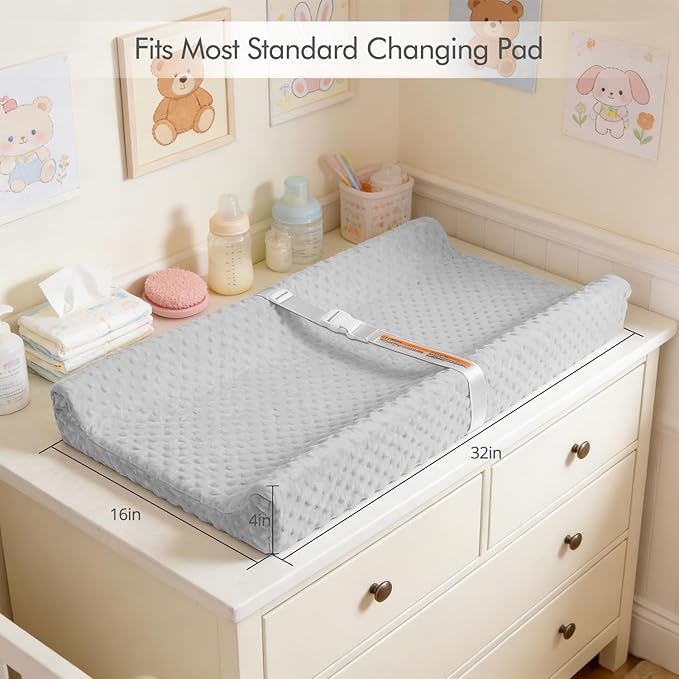 2 Pack Baby Changing Pad Covers, Super Soft Plush Dot Diaper Changing Table Covers Fit 32x16 Inch Changing Table Pad for Baby Boys & Girls