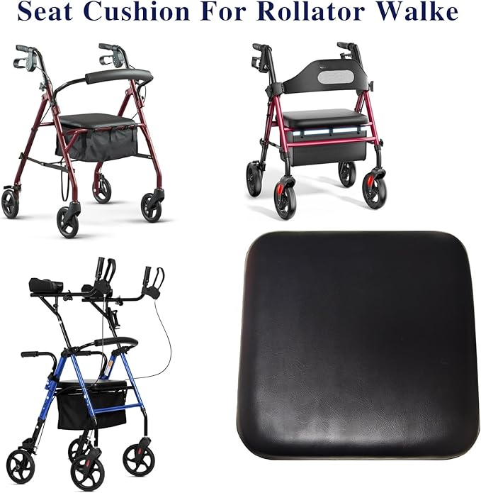 HMZ Rollator seat Cushion,Replacement seat for rollator Walker 12"x12",Rolling Walkers Replacement Parts.(1Ea Black)
