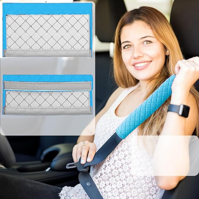 WSSROGY 5 Pack Soft Comfort Car Seatbelt Cover Protector Pads Strap for Protecting Neck and Shoulder (Blue)
