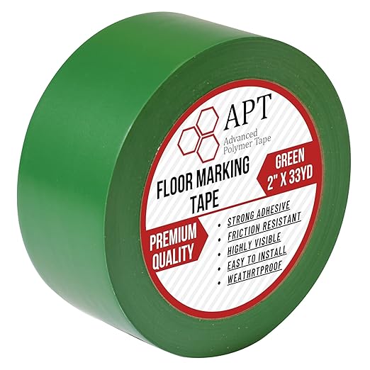 APT, Multi Color Marking Tape, Premium Safety Marking and Dance Floor Splicing Tape, 6 mil Thick (Green, 1 Roll)