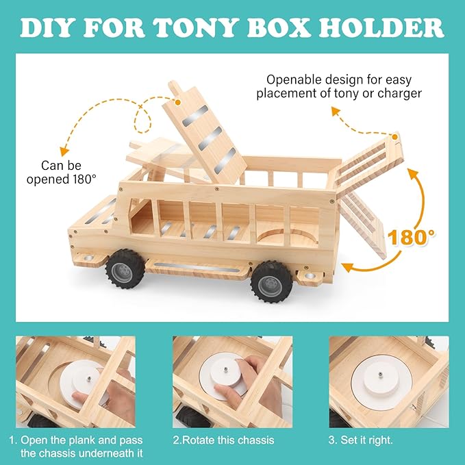 RZYLKA for Tonies Box Organizer Shelf Storage, for Tonie Shelf Magnetic, Compatible with Tonie Box 1/2 Player Tonies Figures Characters, Charger, Display Collection 20~30 Characters - Bus