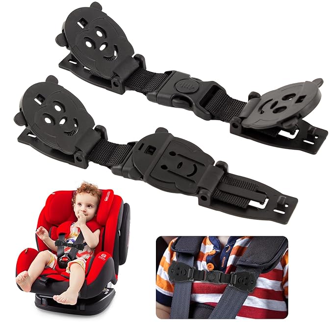 Anti Escape Baby Harness Chest Clip with Buckle, Prevent Children/Kids Taking Their Arms Out of High Chairs/Strollers/Baby Reins(2 Pack, Black)