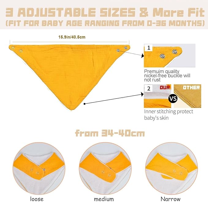 NISXABEBE Muslin Baby Bibs,Soft Triangular Baby Bandana Drool Bibs for Baby Boy Girl,Solid Colors Bib for Drooling Teething