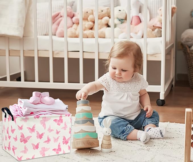 TIBAOLOVER Rectangular Butterfly Basket Kids Baby Storage Basket Cute Toy Storage Bin Organizer Shelf Boom Room Decor(Butterfly)