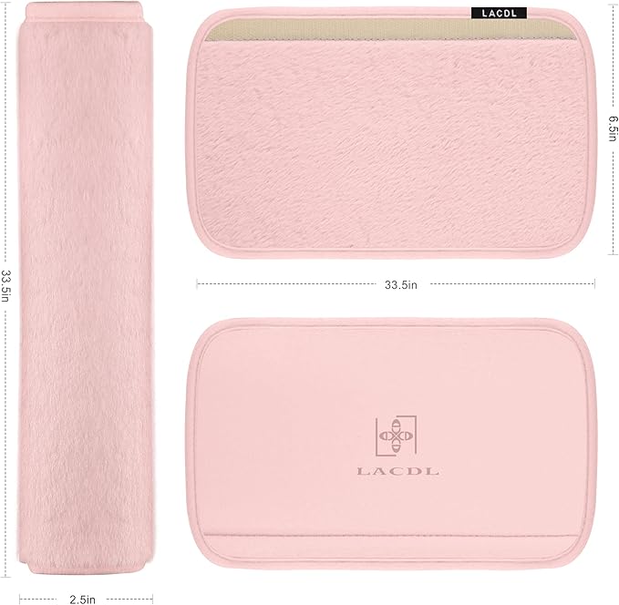LACDL Extra Long Seatbelt Cover Super Soft Furry for Adults Kids Women & Men, Thick Plush Full Car Seat Belt Strap Cushion, Fluffy Shoulder Pad Protector, Auto Interior Accessories, 1pc, Pink, 33.5in