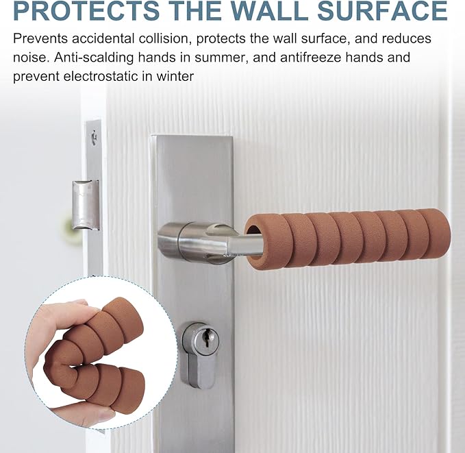 PATIKIL EVA Foam Door Handle Cover, 6 Pcs Anti-Collision Door Knob Spiral Covers Door Handles Protective Safety Cover Guard Sleeve for Bedrooms Bathrooms Offices Furniture, Brown