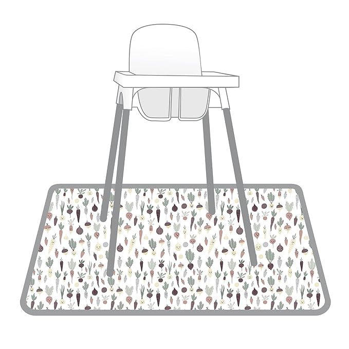 BapronBaby Root Veggies Splash Mat - Waterproof Catch-All for Under High Chairs, Floors, Tables, Playtime or Arts & Crafts - Machine Washable - 45" x 45”
