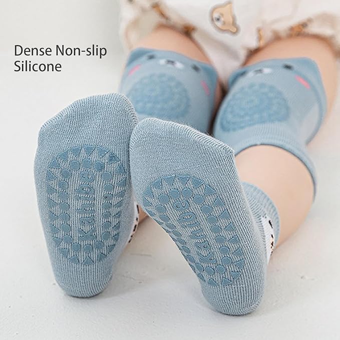 TFTSR Baby Knee Pads for Crawling (3 Pairs) and Baby Socks for Walking (3 Pairs), Walking Protector for Toddler Kid Girls Boy