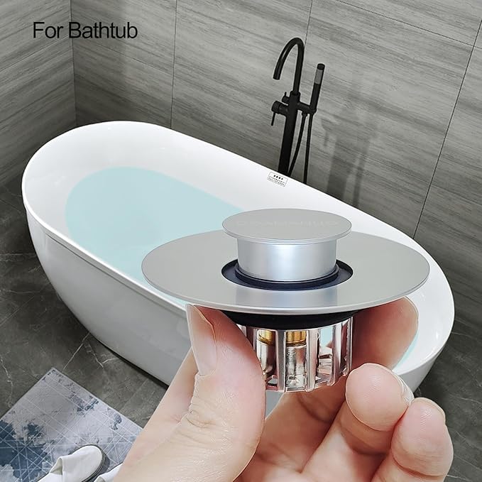 Bathtub Stopper | Shower Drain Hair Catcher, Pop-up Tub Stopper with Strainer | Pop-up Bathtub Drain Plug | Drai Protector for 1-1/2 to 1-3/4" Bath Drain Hole- Pearl Chrome