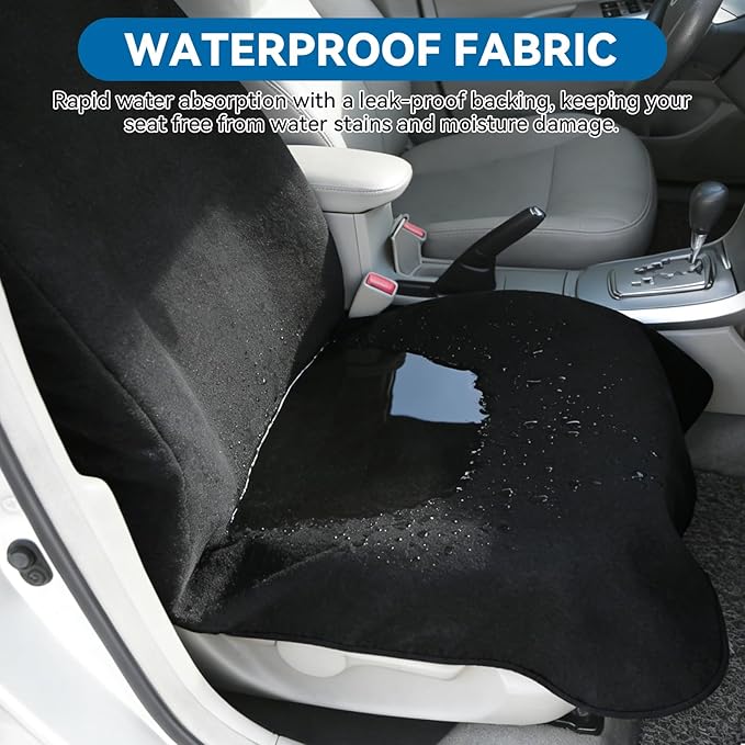 Washable Non-Slip Seat Protectors, Waterproof Car SUV Truck Towel Seat Cover, Universal Car Protective Front Seats Covers for Gym Workout, Running, Swimming, Beach and Hiking