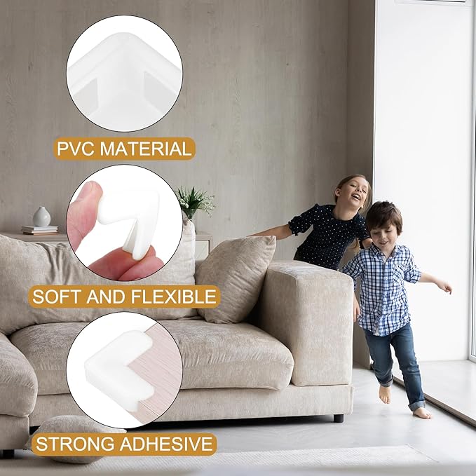 uxcell Corner Protectors, 16 Pcs Table Corner Protectors, Furniture Corner Guard and Edges Safety Bumpers for Table Edges and Sharp Corners (L-Shaped, White)