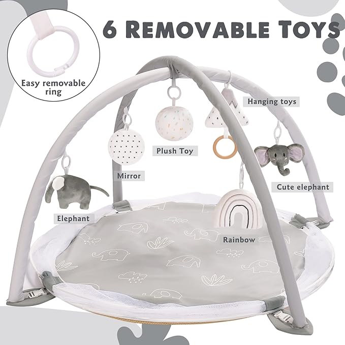 Crisschirs 5-in-1 XL Large Baby Gym & Ball Pit, Play Mat & Play Gym, Combination Baby Activity Gym with Milestone Cards for Sensory Exploration and Motor Skill Development, Balls are not Included