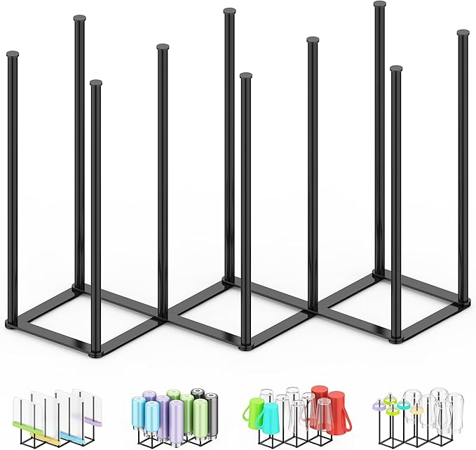 LAEMYFYRE Collapsible Bottle Drying Rack, Foldable Baby Bottle Drying Rack, Portable Drainer Stand Holder for Water Bottles, Cup, Reusable Silicone Bag, Cutting Board (Black)