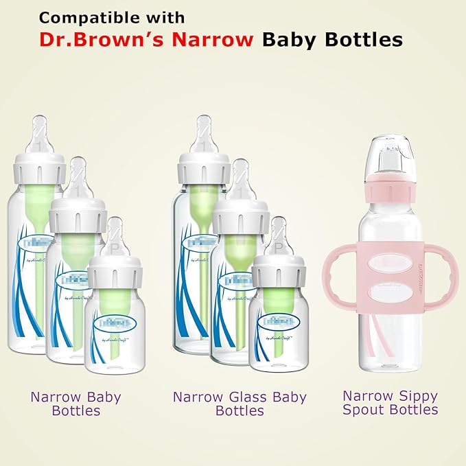 joyfeed 6Pack Straw Cup Conversion Kit for Dr Browns Narrow and Narrow Glass Baby Bottles, Weighted Straw Replacement Kit with Soft Straw Top and Handle,6m+