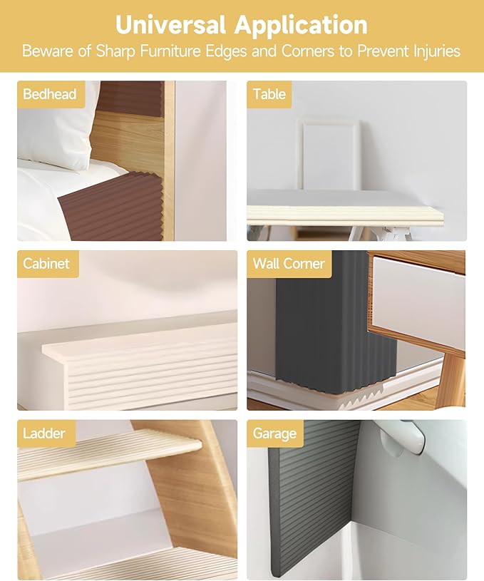 7.9''W Extra-Wide Edge Protector, 6.56FT 0.47''Th Baby Proofing Corner Guards, Safety Furniture Bumper, Pre-Taped, Thick Soft Rubber Foam Padding for Fireplace Table Stair Cabinet (White Gray)