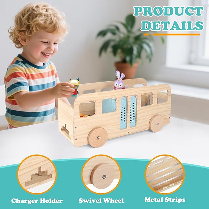 RZYLKA for Tonies Box Bus Storage Organizer Shelf, Magnetic Floating Shelves for Toniebox 1/2 Player Tonies Figures Characters for Children, Charger, Display Collection 20~30 Characters
