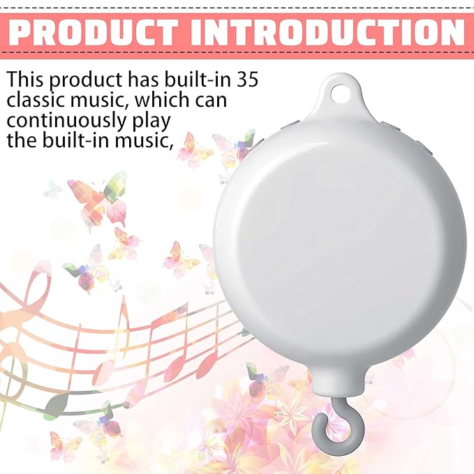 Yeshone Mobile Baby Music Box Crib Mobile Box with Music Removable Musical Replacement Nursery Motor Rotating Baby Crib Musical Thirty-Five Lullabies Battery Operated