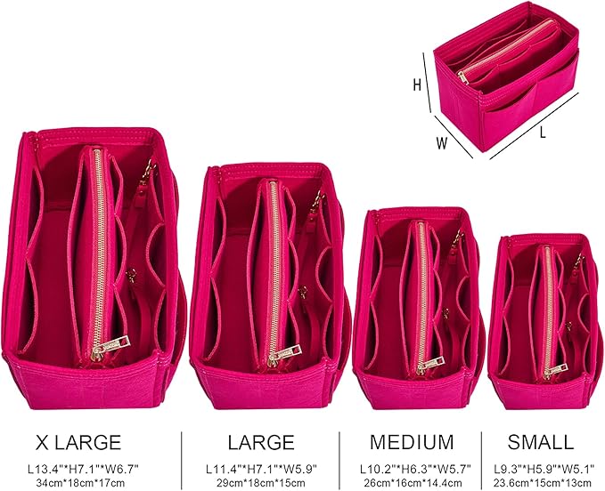 Vercord Felt Organizer Insert For Purse Handbag Tote Bag In Bag Inside Shaper Divider Neo Rose Small