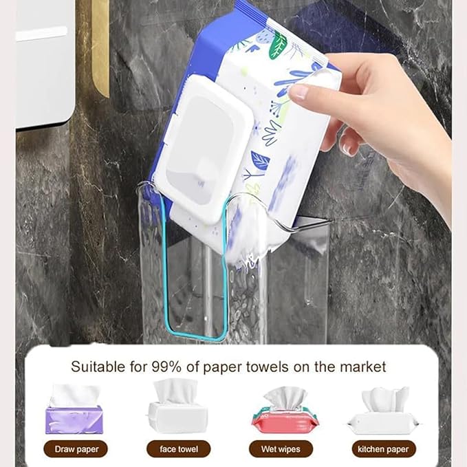 Kitchen Wipes Storage Box,2025 No Punching Wall Flushable Wipes Holder for Bathroom - Wipes Container，Smart Organization for Effortless Cleaning(2PCS)