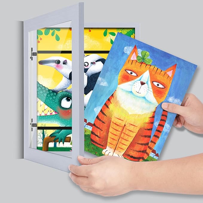 [2-Pack] Kids Art Frames, 8.5x11 Front Opening Kids Artwork Frames Changeable, Light Violet Blue Artwork Display Storage Frame for Wall, Holds 50 Pcs, for 3D Picture, Crafts, Children Drawing, Hanging