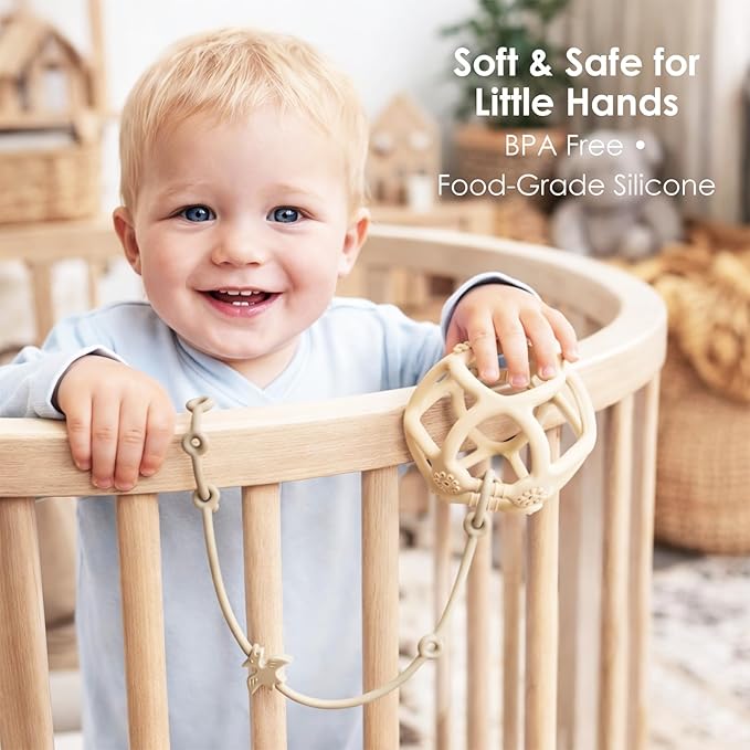 Andy Bear Toy Straps for Baby Toy Safety Straps Silicone High Chair Toy Straps Toddler Bottle Straps for Strollers, High Chair, Cribs, Car Seat, Stroller Accessories Baby Blue