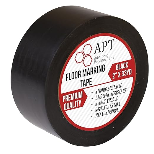 APT, Multi Color Marking Tape, Premium Safety Marking and Dance Floor Splicing Tape, 6 mil Thick (Black, 1 Roll)