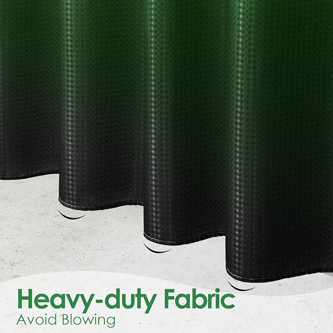 MitoVilla Green Ombre Waffle Small Stall Shower Curtain 36 x 72, Half Size Fabric Narrow Shower Curtains for Bathroom Decor, 36 inch Weighted Shower Curtain Set with Plastic Hooks