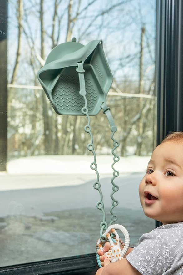 Smack Fun - The Original All-in-one Suction Plates + Safety Toy Straps - Silicone Suction Plates for Toddlers + Baby - First Foods + Self-Feeding. Comes with 2 Straps (Shifting Sand)