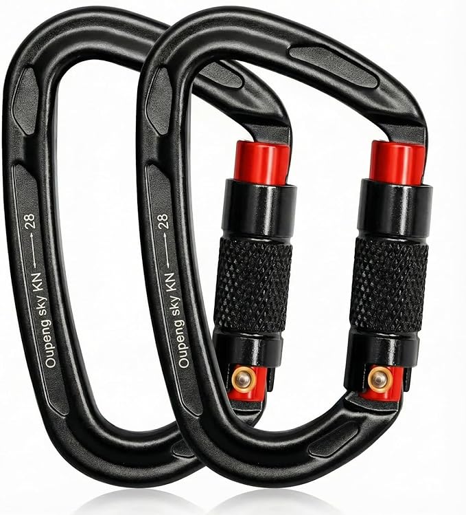 Auto Locking Carabiner Clips - 28KN (6172lbs) Heavy Duty Caribeaners ，2PCS Large Carabiner Clip for Keychains，Hammock，Camping, Gym, Hiking, Outdoor ，Dog Leash