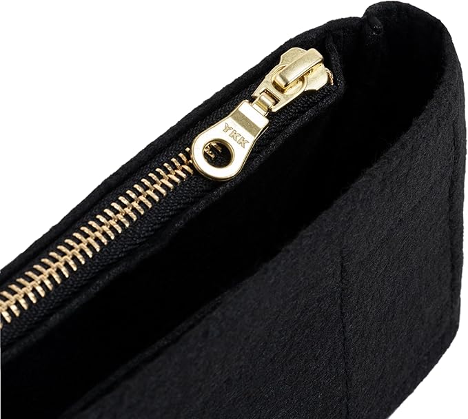 Mini Purse Organizer Insert for Longchamp Le Pliage Small Tote – Felt Inner Bag Liner with Zipper Pocket, Lightweight Storage for Mini Handbags, Black