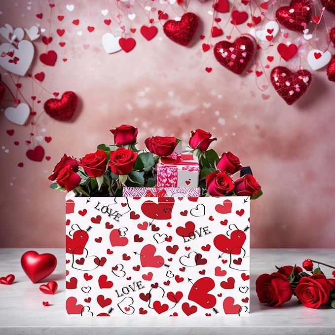 ASKETAM Valentine's Day Basket Gift for Empty Cute Heart Large Storage Bin for Kid and Baby Room Décor (Love Arrow Heart)