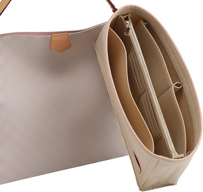 Doxo Purse Organizer Insert & Base Shaper, Felt Handbag & Tote Bag Fit LV Graceful MM More(Beige,SL)