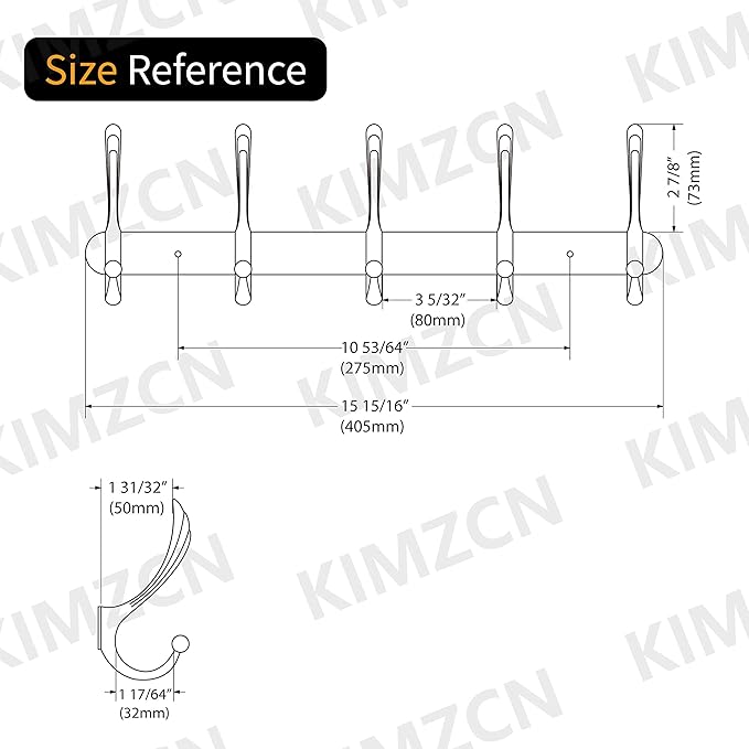 kimzcn Coat Rack Wall Mounted - 5 Tri Hooks, Heavy Duty, Metal Coat Hook Rail for Coat Hat Towel Purse Robes Mudroom Bathroom Entryway, Gold
